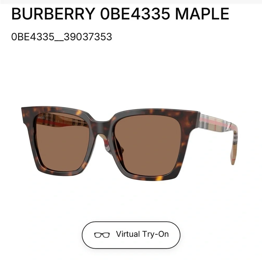 Burberry Tortoiseshell Square Sunglasses with Brown Lenses